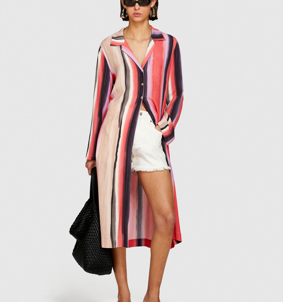 Long printed shirt - women's shirts - Multi-color | Sisley image number 1